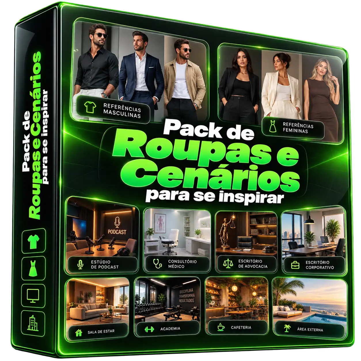 Pack de roupas e cenários para avatares